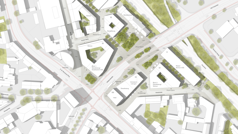 Berliner Platz: Lageplan des städtebaulichen Entwurf