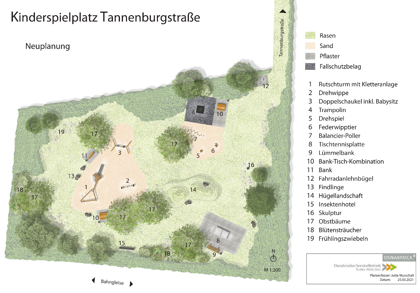 Plan des Kinderspielplatzes Tannenburgstraße